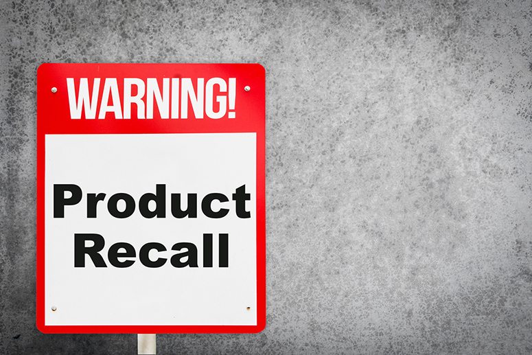 Product Recall Warning Sign - Product Liability Attorney in California 